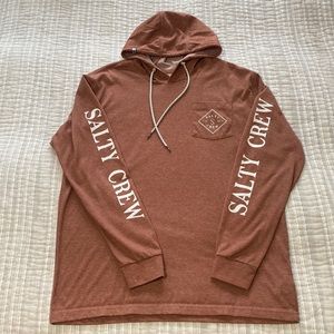 Salty Crew Size LARGE Long Sleeve Hooded Tee Premium Technical Tee UPF 40